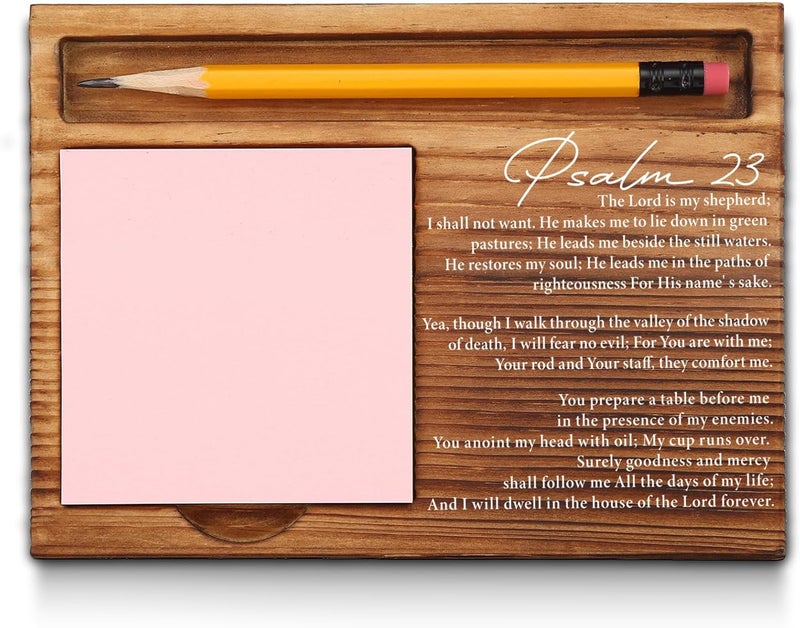 akeke Bible Verse Psalm 23 Gifts Sticky Note Holder, The Lord is My Shepherd Christian Prayer Office Art Decor, Inspirational Motivational Quotes Religious Scripture Self-Stick Note Pad Holders GAA33 - Image 1